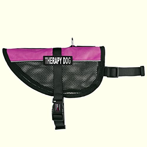 Dogline MaxAire Multi-Purpose Mesh Vest for Dogs and 2 Removable Therapy Dog Patches, Small, Pink - color: Pink, size: Girth 13 by 16"