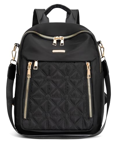 Pealwel Mini Nylon Women Backpacks,Small Ladies backpacks Lightweight Shoulder Satchel Bag Tote Handbag Casual Travel Daypack (Black) - color: Black