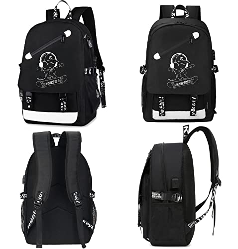MCWTH School Backpacks for Teen Boys, Luminous School Bag Bookbags for Kids (Skateboard Boy) - color: Skateboard Boy