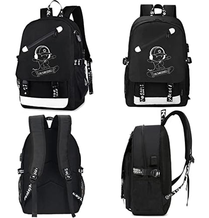 MCWTH School Backpacks for Teen Boys, Luminous School Bag Bookbags for Kids (Skateboard Boy) - color: Skateboard Boy