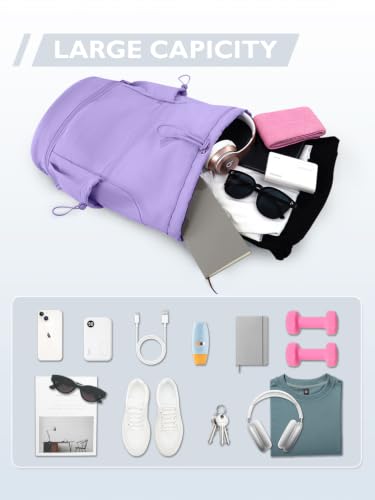 RHDZO Drawstring Gym Backpack with Shoe Compartment and Wet Pocket, Purple - color: Purple