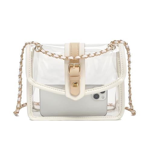NEOREAL Direct 2 in 1 Clear Purse for Concert Sport, Stadium Approved Clear Crossbody Bag Handbag for Women - color: White