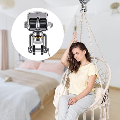 SELEWARE Anti-Squeaking Swing Hanger Stainless Steel Swing Hook Bearing Inside Free Swivel Ceiling Mount Bracket for Hammock Chair Toddler Swing Yoga Swing Punching Bag - color: Silver ( 1 Pack 360° Bearing Swing Hanger )