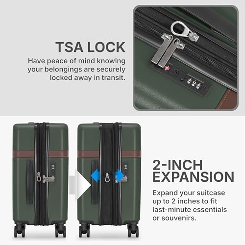 U.S. Traveler Vista Way 3-Piece Travel Set, 21-Inch Carry-on Hardside with TSA Lock, 18-Inch Travel Backpack with Laptop Sleeve, Toiletry Bag, Green - color: Green