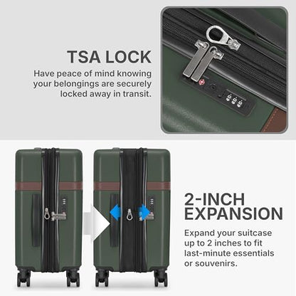 U.S. Traveler Vista Way 3-Piece Travel Set, 21-Inch Carry-on Hardside with TSA Lock, 18-Inch Travel Backpack with Laptop Sleeve, Toiletry Bag, Green - color: Green