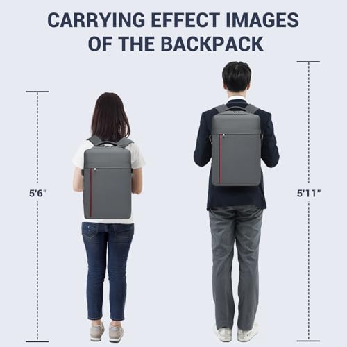 Kono 20L Casual Daypack, 40×20×25 cm, Airline Approved, 15.6" waterproof Laptop Backpack for Men & Women – Grey - color: Grey