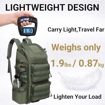kokkoya 40l Slim Tactical Backpack with Laptop Compartment Molle System Webbing Lightweight Bag for Men Travel Hiking Camping Everyday Carry 17 inch Laptop Army Green - color: Army Green