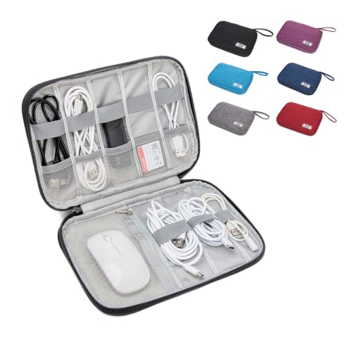 Electronics Organizer Travel Case - Water-Resistant Tech Bag for Cables, Chargers & Cord Management - Small Portable Pouch for Travel Accessories, Gear Bag for Airplane & Business - color: black