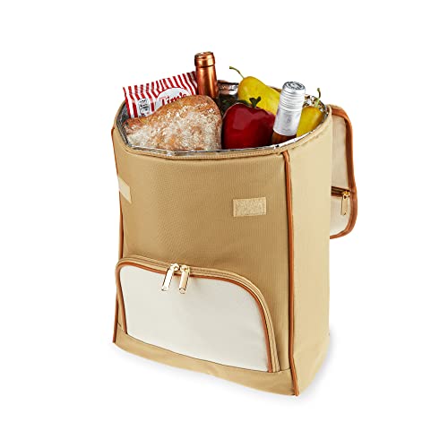 Twine Insulated Cooler Backpack, Wine Tote, Insulated Liner, Shoulder Straps, 2 Front Pockets, Includes Corkscrew, Beige, Set of 1 - style: Wine Cooler Backpack