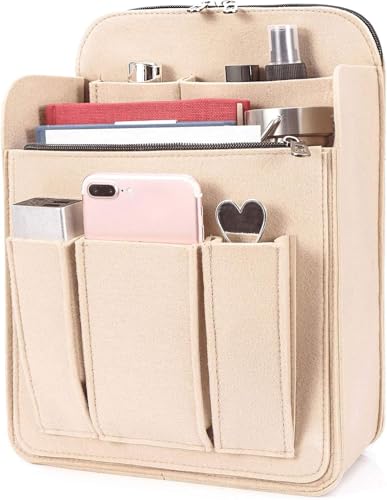 Felt Backpack Organizer Insert for Women and Men, Large Travel Rucksack Insert with High Capacity, Lightweight Bag Organizer with Zipper Pockets (Beige) - color: Beige