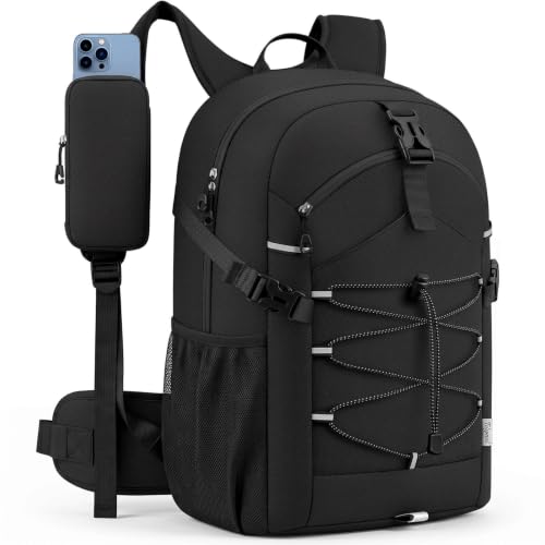TILYMOL Hiking Travel Backpack for Men Women 25L - Small Lightweight Waterproof Outdoor Camping Backpack/Day Pack, Hiking Daypack with Hydration System for Hiking, Travel, Sports, Running, Biking - color: Black