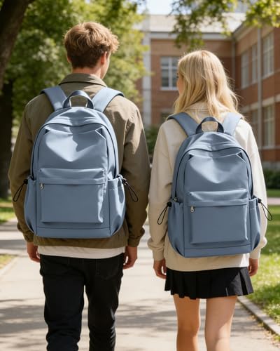 SEAFEW Blue School Backpack for Girls Boys, Small Waterproof Bookbag for Women Men, College Student School Bag, Lightweight Travel Rucksack Casual Daypack,Laptop Backpacks - color: Blue