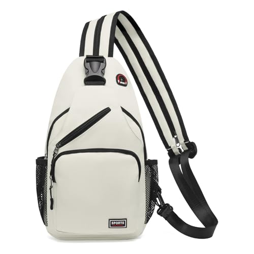 Convertible Sling Bags for Women Men, Lightweight Crossbody Backpack Daypack Fit for 11" Tablet for Casual Travel Sport Hiking (White) - color: White, size: Large