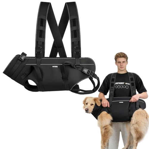 OneTigris Dog Backpack Carrie, Lift Harness with Handle for Large Dogs, Reinforced Padded Dog Sling for Joint Injuries, Arthritis, Ideal for Stairs, Elderly Dogs Fits 60-90 lbs - size: L: Chest 27-36", Back 11", Fits 60-90 lbs