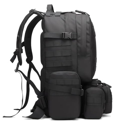 Military Tactical Backpack for Men 60L Waterproof Bug Out Bag Survival Rucksack Go Bag Emergency Molle System Army 3 Day Assault Pack for Hiking Hunting Camping Black - color: Black