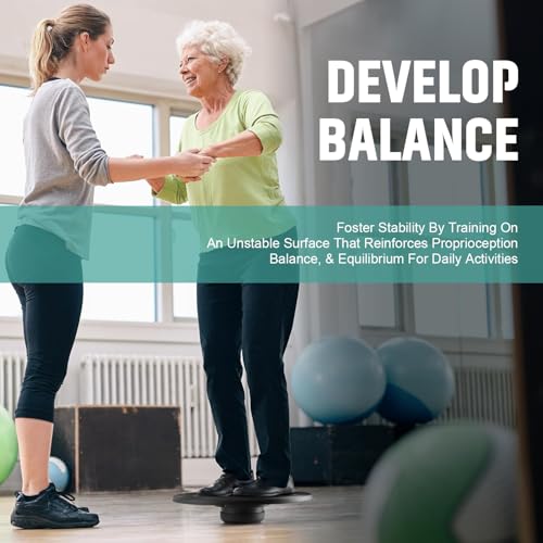 Wobble Balance Board Portable Balance Board with Handle for Balance Training and Core Trainer Balance Stability Trainer Healthy Material Non-Skid Bump Surface & Physical Therapy