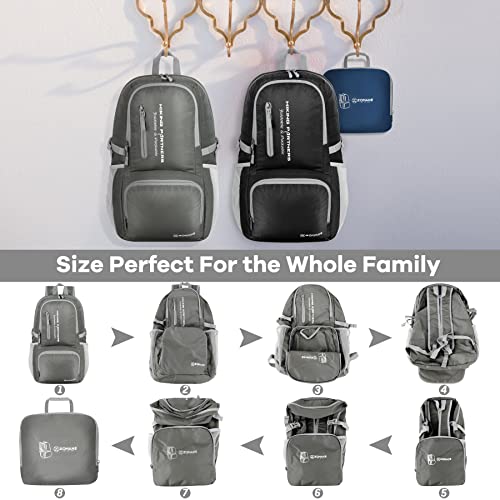 ZOMAKE Lightweight Packable Backpack - 35L Light Foldable Hiking Backpacks Water Resistant Collapsible Daypack for Travel(Dimgray) - color: Dimgray