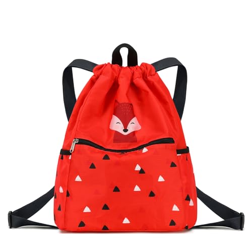 Kids drawstring bag swim Cloth storage bag for boys and girls sports beach camp backpack Fox Red - color: Fox Red