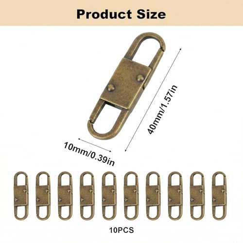 MILAKE 10 Pcs Premium Anti-Theft Zipper Lock, Small Clips for Bags, Backpacks, Purses, Luggage, Zipper Pull Replacement, Durable Multi-Color Set for Travelers, Hikers, and Daily Commuters (Bronze) - color: bronze