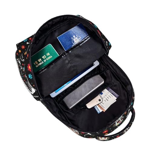 Stylish Commuter Backpack Day Of Dead Sugar Skull Dogs Skeleton Black, Lightweight Laptop Daypack for Work Office Daily and Travel - color: Pattern (751)