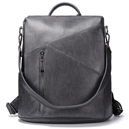 molshine Backpack,Fashion Casual Travel PU Leather Daypack Bag Shoulder Rucksack Handbags for Women HB041 - color: Grey