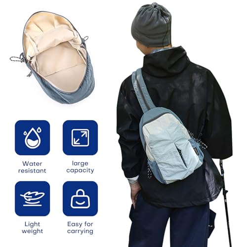 Ultralight Convertible Sling Backpack - Wear as Crossbody or Backpack for Commuting, Hiking, Travel and Cycling (Grey) - color: Grey