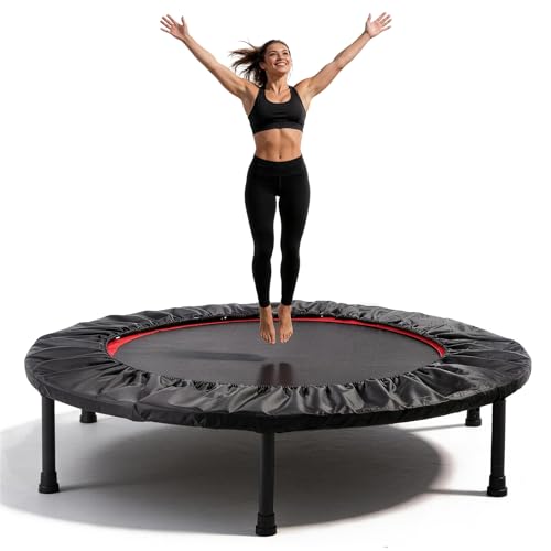 Rebounder Trampoline for Adults, 40"/50" Foldable Spring Fitness Trampoline - 450 lbs Capacity, Quiet & Stable Indoor/Outdoor Exercise Equipment for Cardio Workout - style: 40"