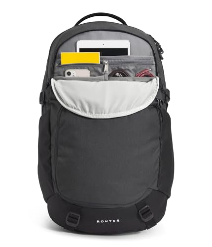 The North Face Router Everyday Laptop Backpack - Daypack, Water Repellent, Laptop Sleeve, Reflective Details, Asphalt Grey Light Heather/TNF Black-NPF, One Size - color: Asphalt Grey Light Heather/Tnf Black-npf, size: One Size