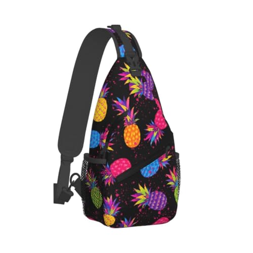 Sling Backpack Unisex Crossbody Chest Bag Shoulder Chest Bag For Women Men Hiking Travel - color: Pineapple