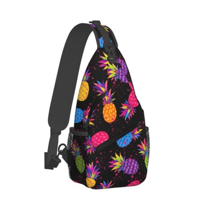Sling Backpack Unisex Crossbody Chest Bag Shoulder Chest Bag For Women Men Hiking Travel - color: Pineapple