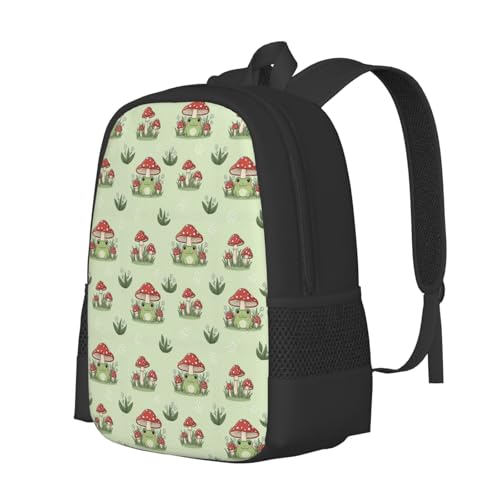 Sturdy Polyester Shoulder Pack Mushroom Frog Green, Anti Theft Spacious Camping Rucksack Casual Daily Bag for Men Women Fitness Outdoor Activity - color: Design (879)