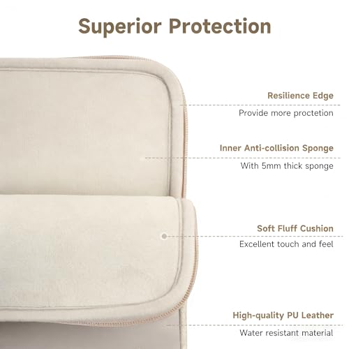 Laptop Case 13.3 inch, 13-13.3 inch Laptop Sleeve Compatible with MacBook Air M4 M3 M2 M1 2025-2018 / Pro M2 M1 2025-2016, HP Dell ASUS Lenovo Acer, Water-Resistant Computer Case Bag - color: Cream White, size: 13-14 inch