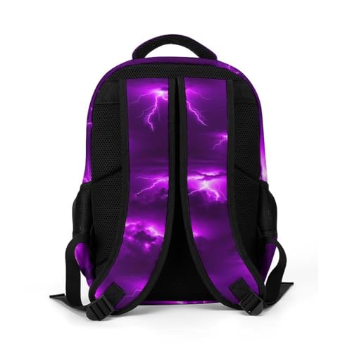 Laptop Backpack Purple Lightning, Work Backpack with Breathable Shoulder Straps for Office Commute - color: Pattern (264)