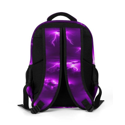Laptop Backpack Purple Lightning, Work Backpack with Breathable Shoulder Straps for Office Commute - color: Pattern (264)