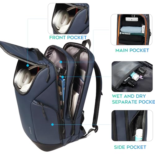BANGE Laptop backpack with 15.6 inch laptop compartment fit for overnight and commute for men and women (Blue) - color: Blue