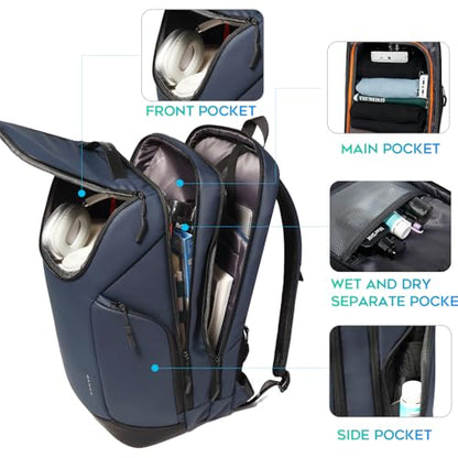 BANGE Laptop backpack with 15.6 inch laptop compartment fit for overnight and commute for men and women (Blue) - color: Blue