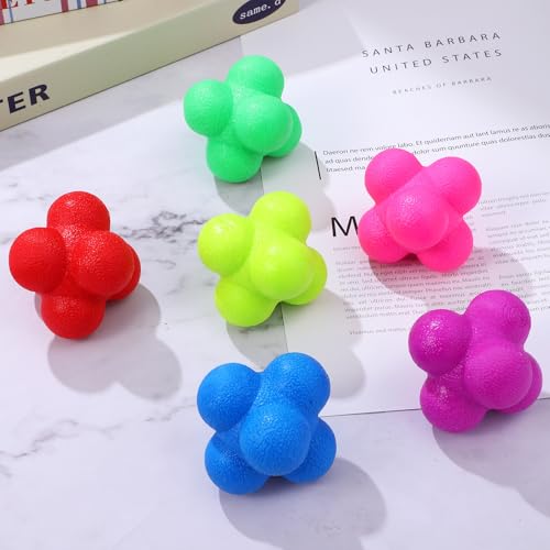 Ciieeo 6 Pcs Hexagonal Reaction Balls Set 7cm Fitness Training Balls for Speed Agility for Sports Reflex and Coordination Training