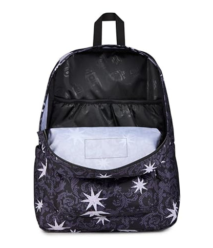 JanSport SuperBreak Plus Backpack with Padded 15-inch Laptop Sleeve and Integrated Bottle Pocket - Spacious and Durable Daypack for Work and Travel, Castle Tapesty Black/Charcoal/Silver - color: Castle Tapesty Black/Charcoal/Silver