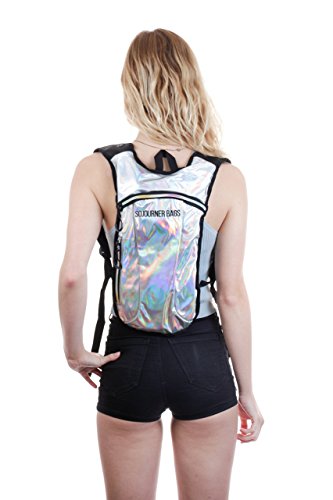 Sojourner Rave Hydration Pack - Hydration Backpack - Hydropack with 2L Bladder - Water Backpack for Festivals, Hiking, Running, Biking and More - color: Holographic - Silver
