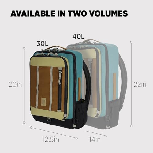 Topo Designs Global Travel Bag – 30L or 40L - Carry-On Compliant Most Airlines, Durable Travel Duffel Bag, Clam Shell Main Pocket, Laptop Sleeve, Backpack, Luggage (30L / Caribbean/Dark Khaki) - color: Caribbean/Dark Khaki, size: 30L