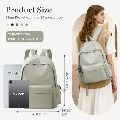 Lightweight Basic Backpack For High School,College Bookbag For Womens,Travel Laptop Backpacks For Teen Girls,School Bag Casual Daypack(Green) - color: A3-gree