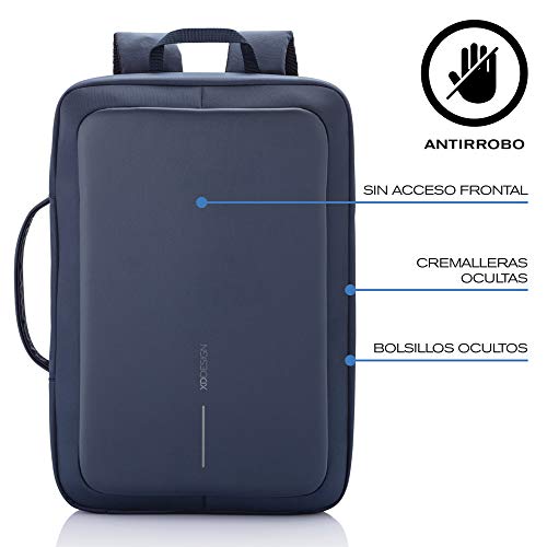 XDDesign Bobby Bizz 10 Liter Anti Theft Laptop Backpack with Padded 15.6" Laptop Sleeve, smart password lock, Water Repellent, USB Charging Port, travel backpack carry on flight for men and women - color: Blue