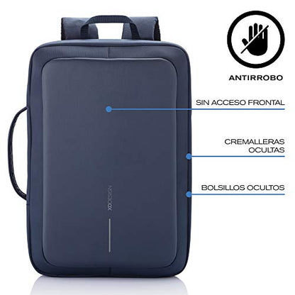 XDDesign Bobby Bizz 10 Liter Anti Theft Laptop Backpack with Padded 15.6" Laptop Sleeve, smart password lock, Water Repellent, USB Charging Port, travel backpack carry on flight for men and women - color: Blue