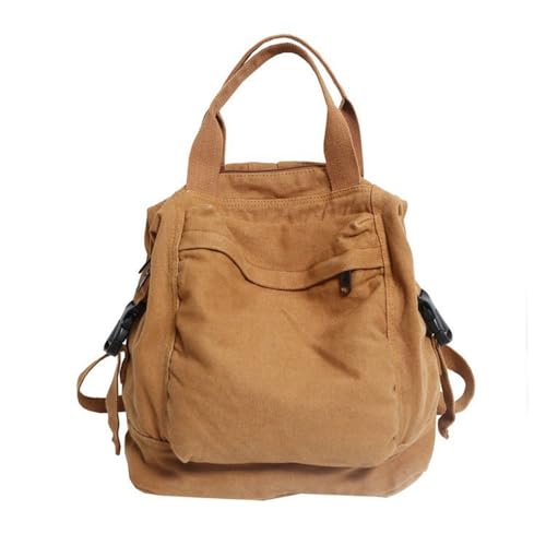 Canvas Backpack Purse for Women Large Size Tote Top Handle Bag Fashion Handbag Travel Rucksack Anti Theft (Brown) - color: Brown
