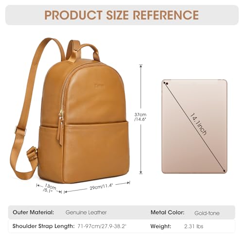 Kattee Genuine Leather Backpack Purse for Women Antitheft Rucksack Soft Work Casual Daypack Fashion - color: Khaki