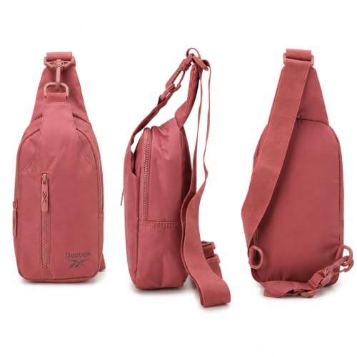 Reebok Unisex Crossbody Bag - Convertible Compact Durable Cross Body Bag for Women and Men - Gym and Travel Essentials, Size One Size, Berry Rose - color: Berry Rose