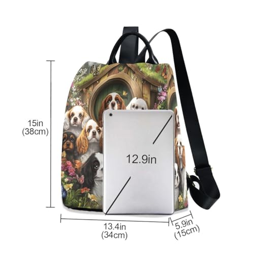 ALAZA Many Flower Butterfly Charles Cavalier Dog Trips Hiking Camping Rucksack Pack for Women - color: multicolor 19