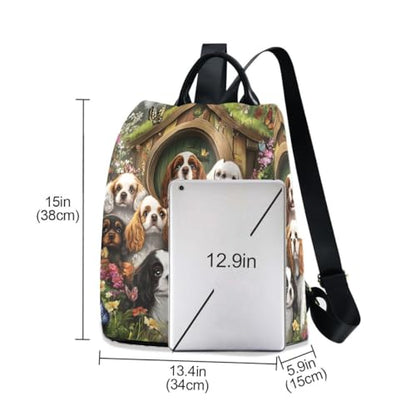 ALAZA Many Flower Butterfly Charles Cavalier Dog Trips Hiking Camping Rucksack Pack for Women - color: multicolor 19