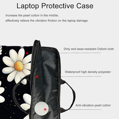 15-Inch Laptop Sleeve – Stylish, Lightweight, Shockproof, Water-Resistant Case for Lenovo, HP, Dell, Asus Notebooks - Daisy - color: Daisy