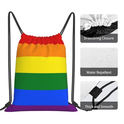 Gay Pride Rainbow Drawstring Bag Sport Gym Backpack Beach Travel Sack Draw String Yoga Bag For Men Women - color: Gay Pride Rainbow